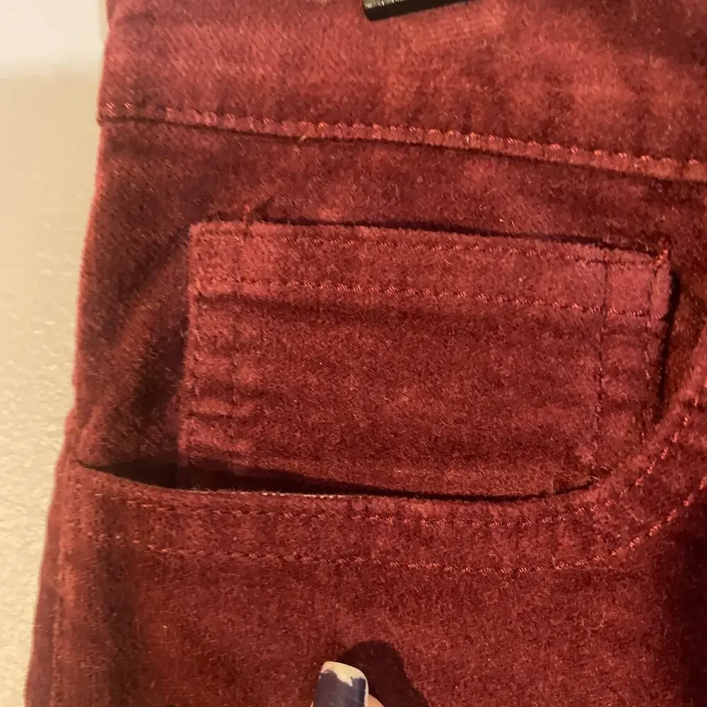 J. Crew Maroon Velvet Skinny Jeans Mid Rise Cotton Blend Women Sz 27
